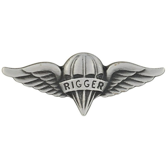Army Parachute Rigger Badge Regulation Size Silver Oxide