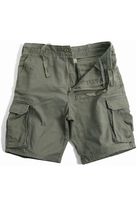 Army Paratrooper Cargo Shorts - Military Style & Colors Fatigue Short, Vintage Washed Material, Zipper Fly (OliveDrab, Medium)