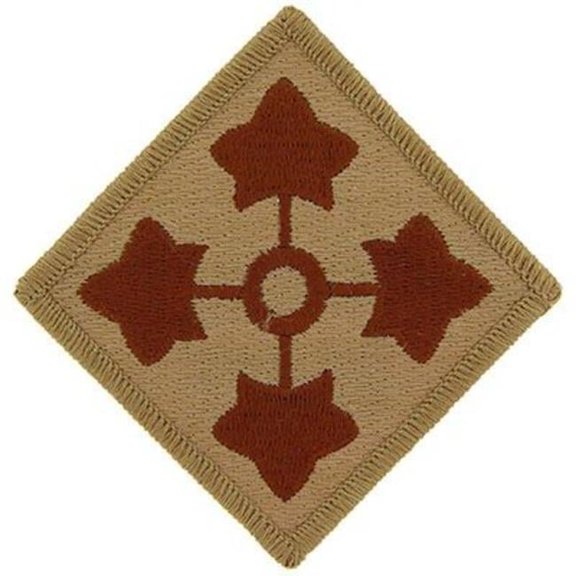 Army Patch - 4th Infantry Division - Desert - 3.25 in. - Durable Material