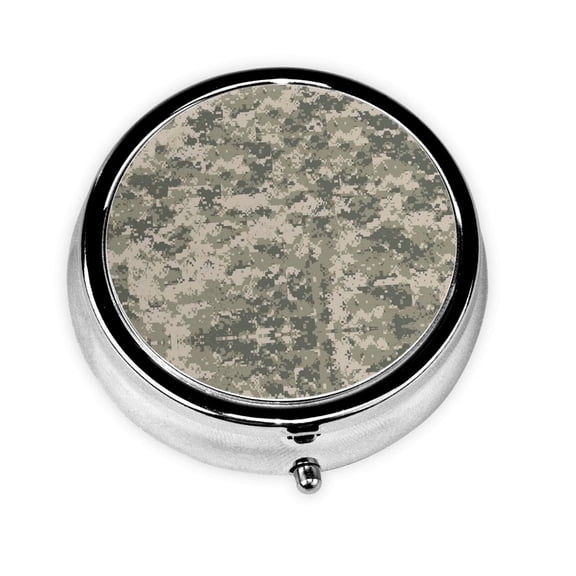 Army Pixel Camouflage Round Pill Box Small Pill Case For Purse Pocket Medicine Organizer Travel Pillbox Portable Pill Container