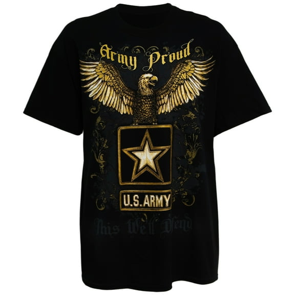 Army Proud Men’s Graphic Printed Cotton T-Shirt in Black, Large