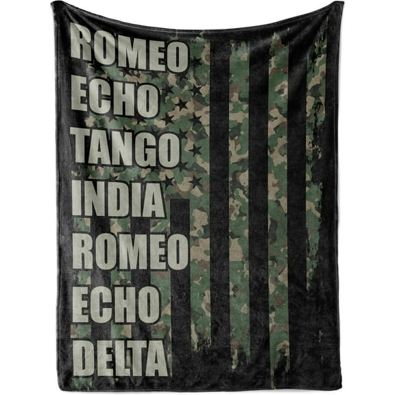 Army Retirement Blanket Gifts for Men - 50" x 65" Throw, Flannel Blanket - Retirement Gifts for Birthday, Christmas - Flag