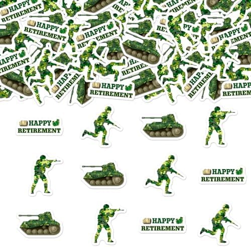 Army Retirement Party Confetti 200pcs Military Going Away Party Decorations Military Happy Retirement Camouflage Double-sided Printing Table Confetti for Army Farewell We Will Miss You Party