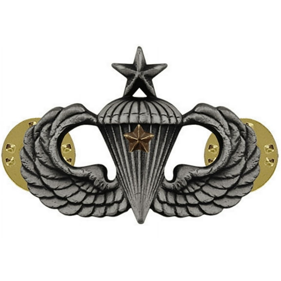 Army Senior Combat Parachute 1st Award Badge (Oxidized Finish)