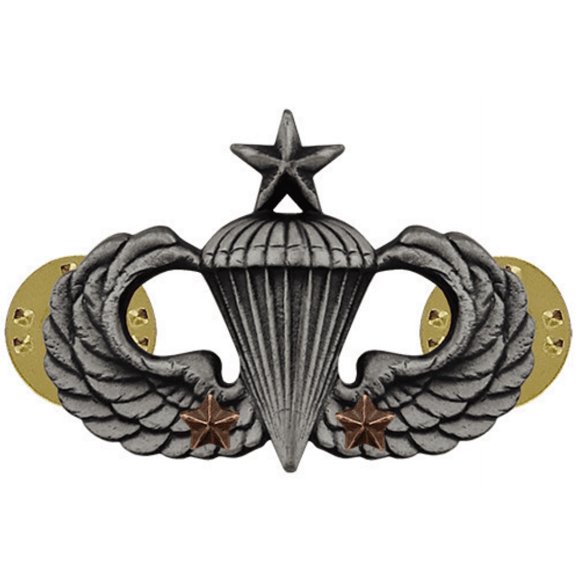 Army Senior Combat Parachute 2nd Award Badge (Oxidized Finish)