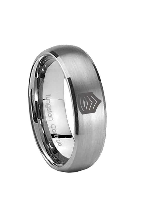 Army Sergeant Major 8MM Brushed Gray Dome Tungsten Men Ring