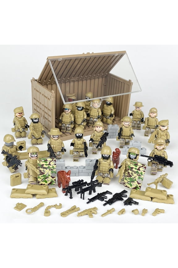 Army Special Forces 20 Custom Minifigures + Container Box Display - H23