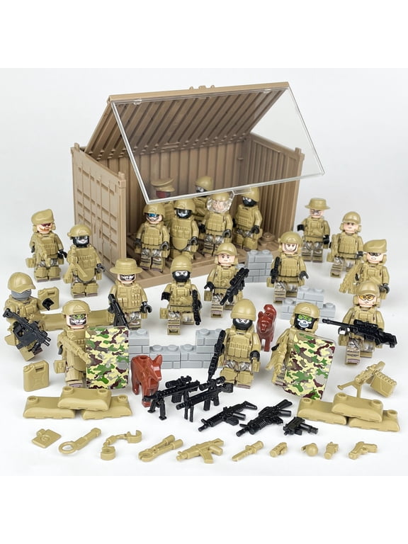 Army Special Forces 20 Custom Minifigures + Container Box Display - H23