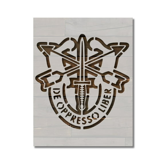 Army Special Forces Crest Military Stencil Template Reusable 8.5 x 11 for Painting on Walls, Wood, Etc. By Stencilville