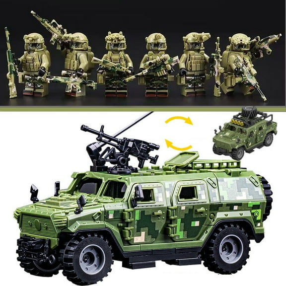 Army Special Forces Custom 6 Minifigures + Accessories + Tactical Truck Set