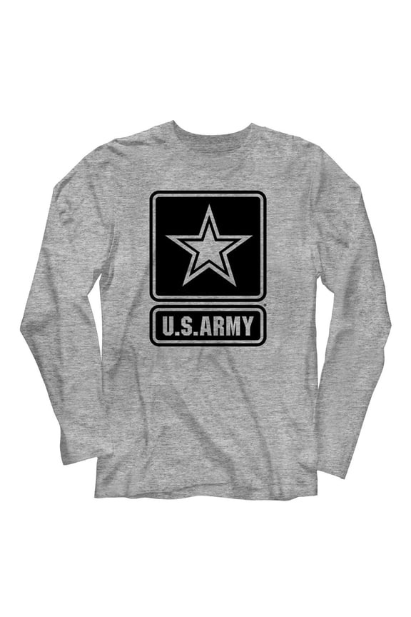 Army Star Logo Gray Heather Adult Long Sleeve T-Shirt