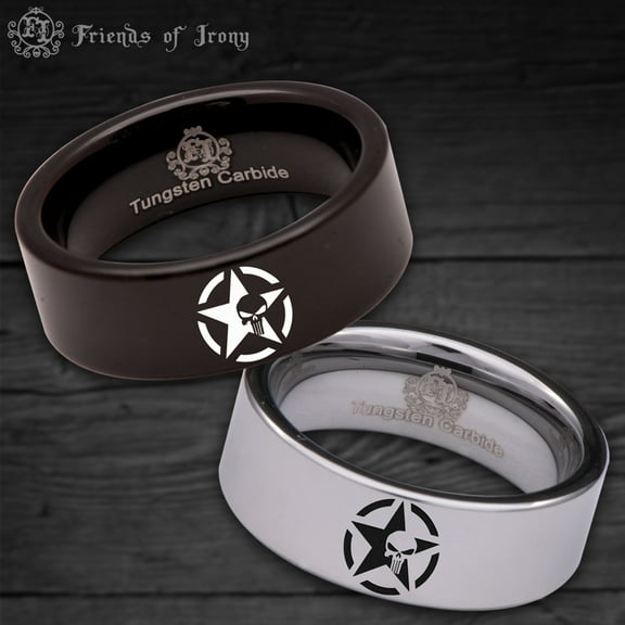 Army Star Skull Tungsten Carbide Ring