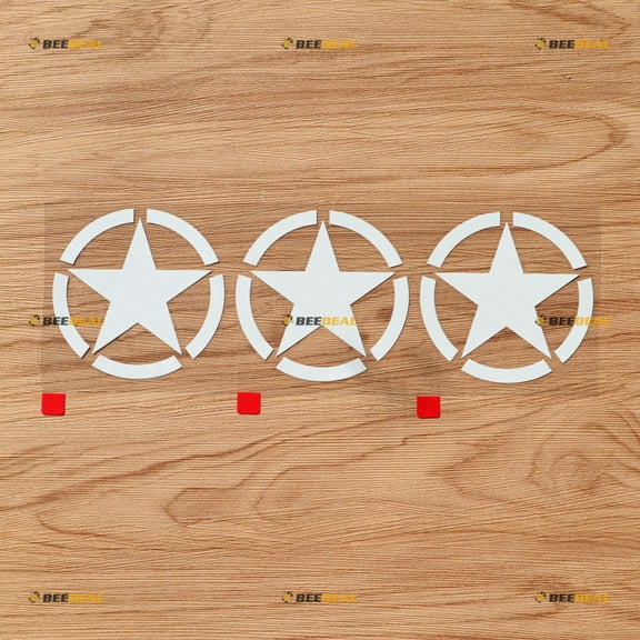 Army Star WW2 Decal Sticker Vinyl - 3 Pack White, 3 Inches - fit for Jeep Toyota Ford 01281