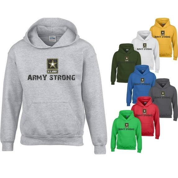Army Strong Star Logo Unisex Outfit Hoodie USA Military Forces Color Sport Gray 3X-Large