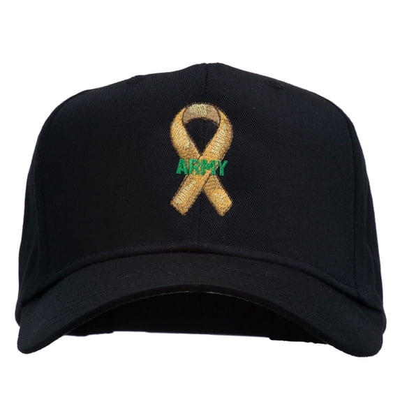 Army Support Ribbon Embroidered Cap - Black OSFM