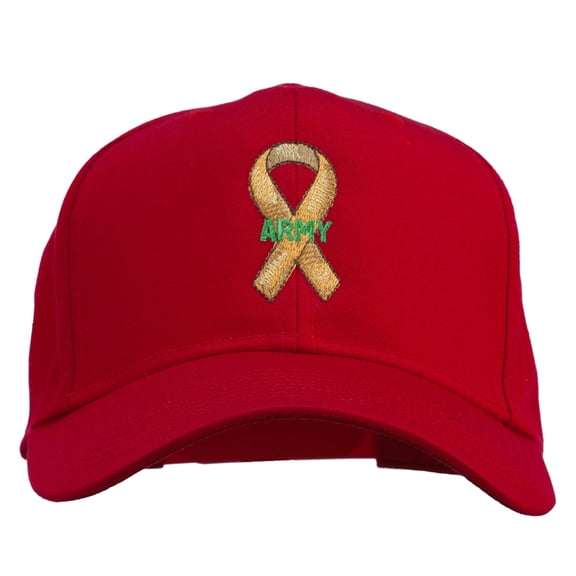Army Support Ribbon Embroidered Cap - Red OSFM