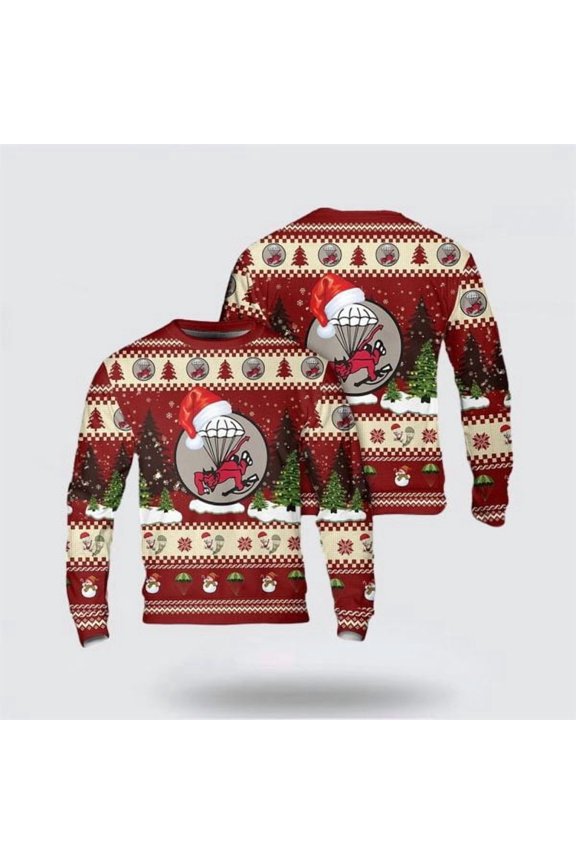 Army Sweater, US Army Airborne WW2 508th Parachute Infantry Regiment (508th PIR) Christmas Sweater