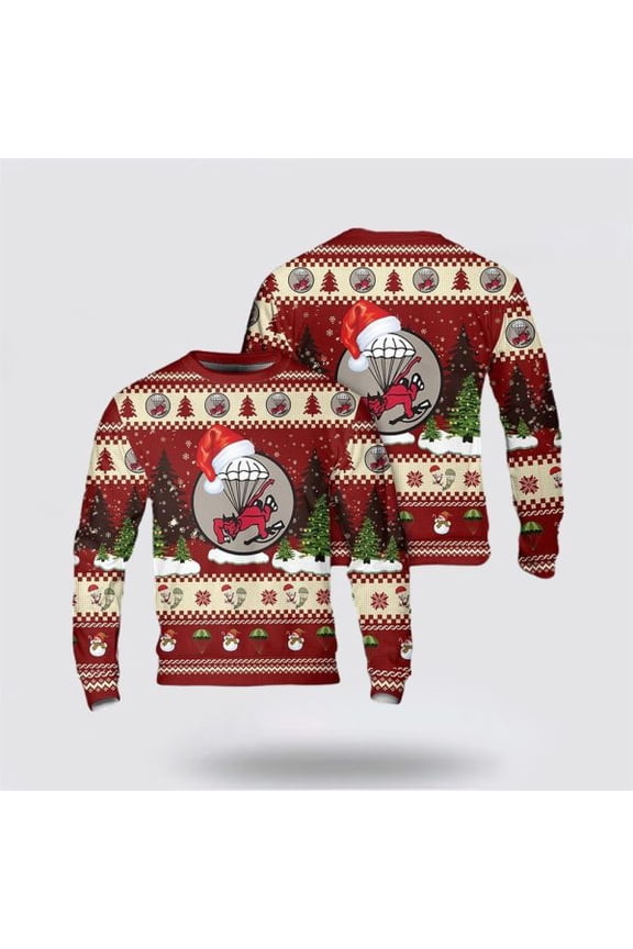 Army Sweater, US Army Airborne WW2 508th Parachute Infantry Regiment (508th PIR) Christmas Sweater