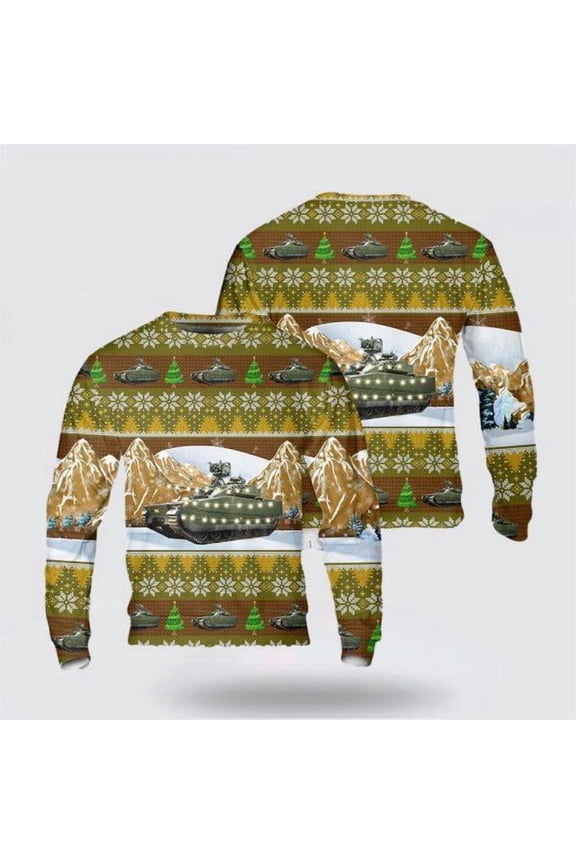 Army Sweater, US Army CV90 Infantry Fighting Vehicle Christmas AOP Sweater
