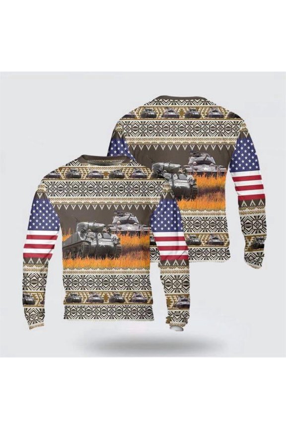 Army Sweater, US Army M4A3 Sherman Christmas Sweater