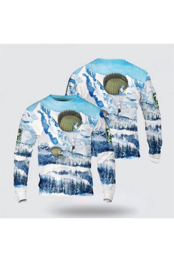 Army Sweater, US Army Special Forces 10th Special Forces Group (Airborne) (10th SFG (A)) Parachute Christmas Sweater