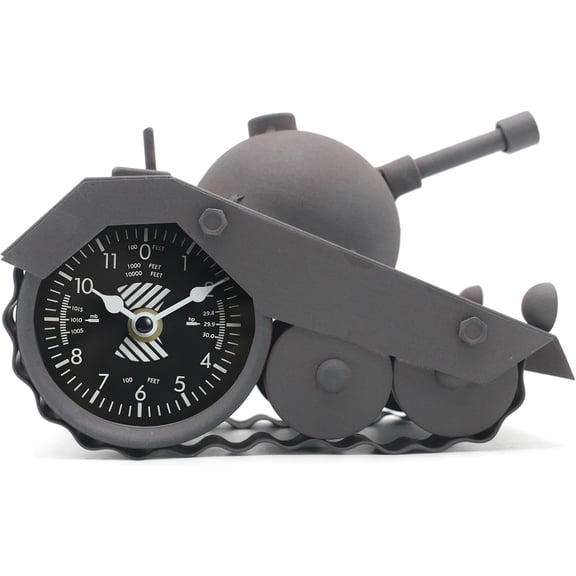 Army Tank Desk Clock for Men - Military Veteran Gifts, Silent Non-Ticking Metal Tank Sculpture, Man Cave Office Desk Decor Handcrafted 8.65.1 Inches