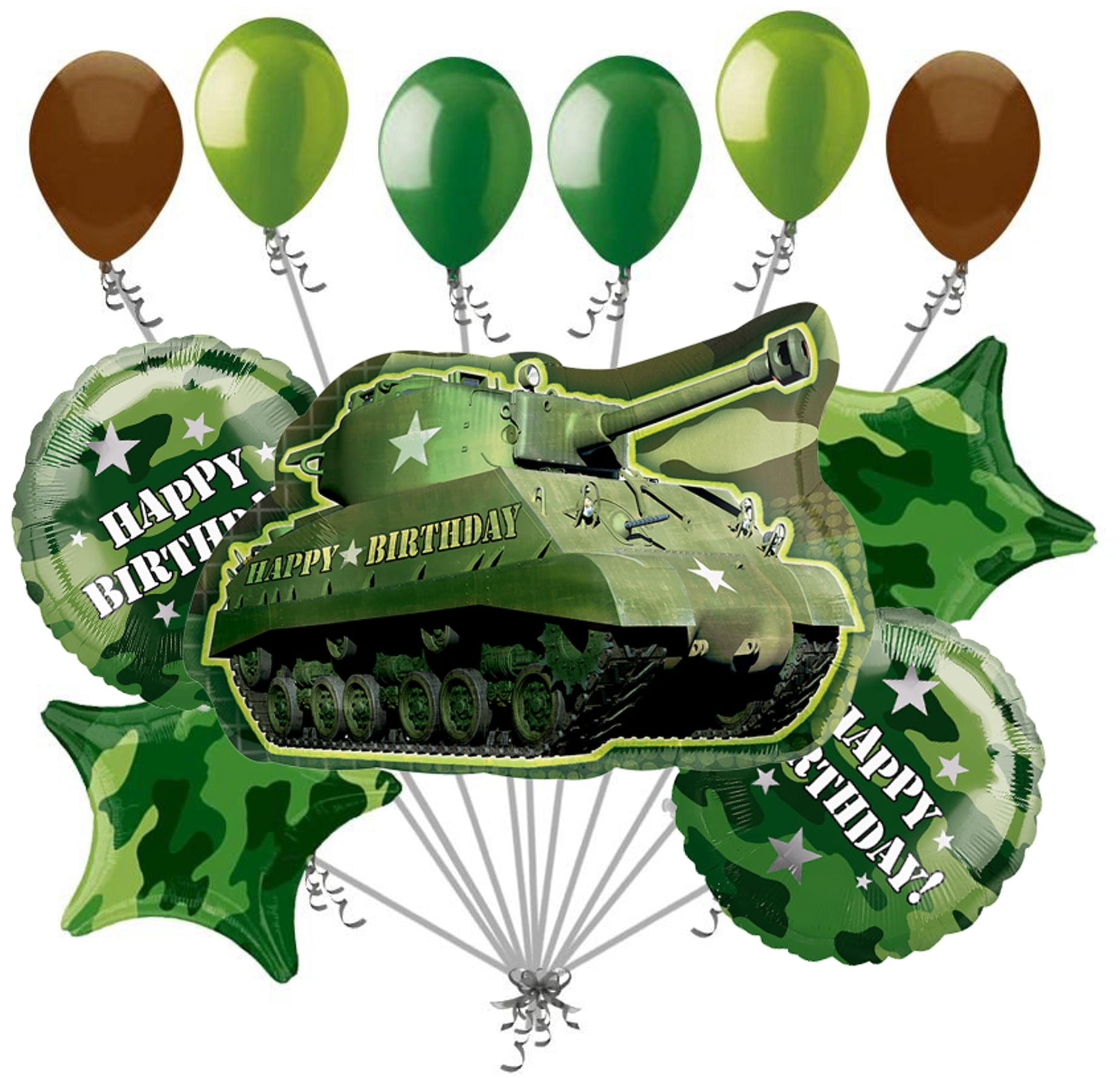 Army Tank Military Camouflage Party Supplies Birthday Balloon Bouquet Decorations