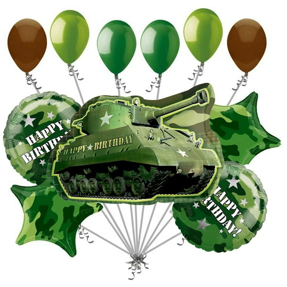 Army Tank Military Camouflage Party Supplies Birthday Balloon Bouquet Decorations