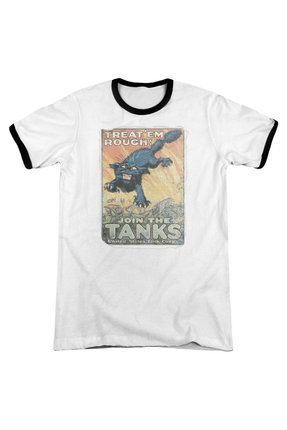 Army Treat Em Rough Adult Ringer White Black