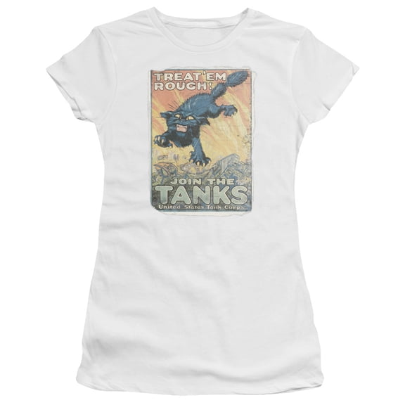 Army - Treat Em Rough - Juniors Teen Girls Cap Sleeve Shirt - Medium