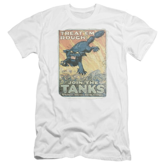 Army Treat Em Rough Premium Canvas T-Shirt Adult Slim Fit 30/1 White