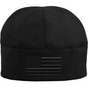 Army Universe Polar Fleece Watch Cap with Embroidered US American Flag, USA Tactical Beanie Warm Winter Skull Hat Black