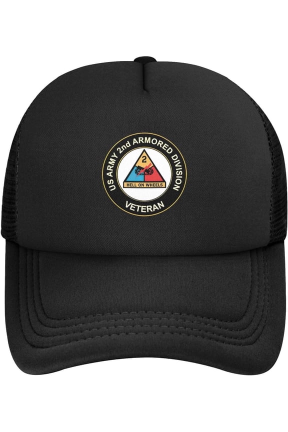 Army Veteran 2nd Armored Baseball Cap Adjustable Classic Vintage Low Profile Washed Polyester Dad Hat for Men
