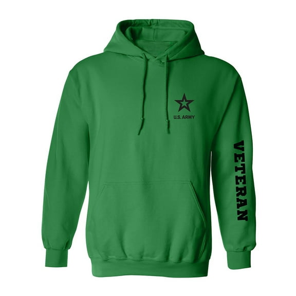 Army "Veteran" Black Sleeve Print Adult Hooded Sweatshirt