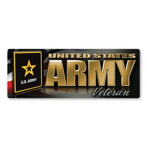 Army Veteran Chrome Bumper Strip Magnet