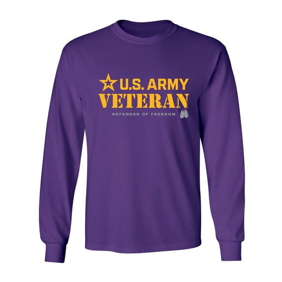 Army Veteran Defender of Freedom Adult Long Sleeve T-shirt