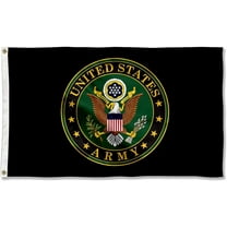 Army Veteran Emblem Flags 2x3 Outdoor Double Sided- US Armed Force Green Crest Military Flag Banner with 2 Brass Grommets for Outside Outdoor Garage Wall