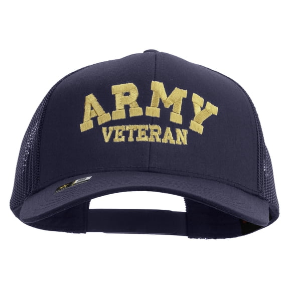 Army Veteran Letters Embroidered Solid Cotton Twill Mesh Prostyle Cap - Navy OSFM
