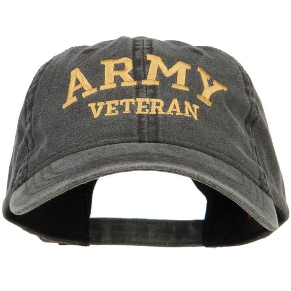 Army Veteran Letters Embroidered Washed Cap - Black OSFM