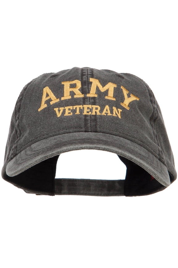 Army Veteran Letters Embroidered Washed Cap - Black OSFM