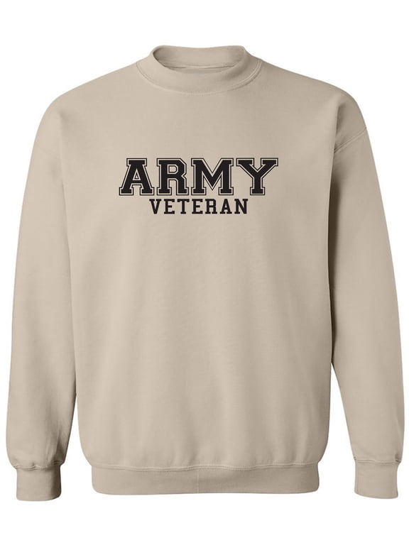 Army Veteran Military Style Crewneck Sweatshirt in Sand
