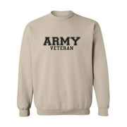 Army Veteran Military Style Crewneck Sweatshirt in Sand