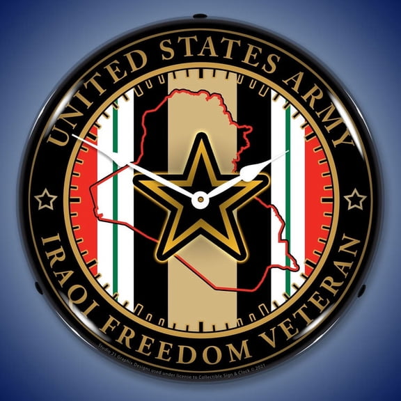 Army Veteran Operation Iraqi Freedom LED Lighted Premium Wall Clock
