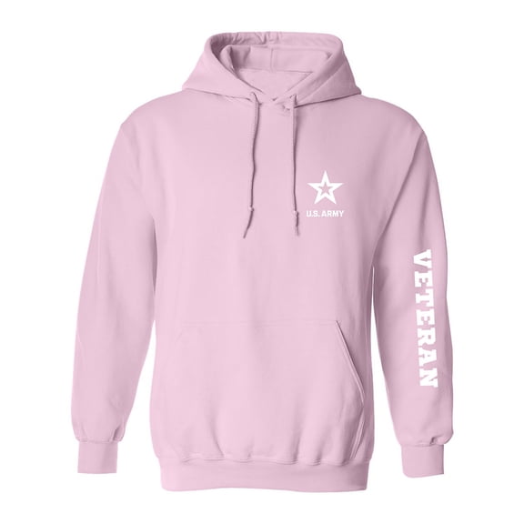 Army "Veteran" White Sleeve Print Adult Hooded Sweatshirt