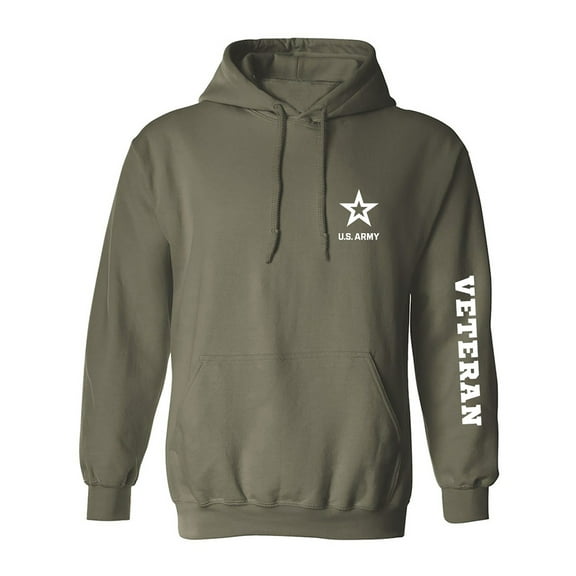 Army "Veteran" White Sleeve Print Adult Hooded Sweatshirt