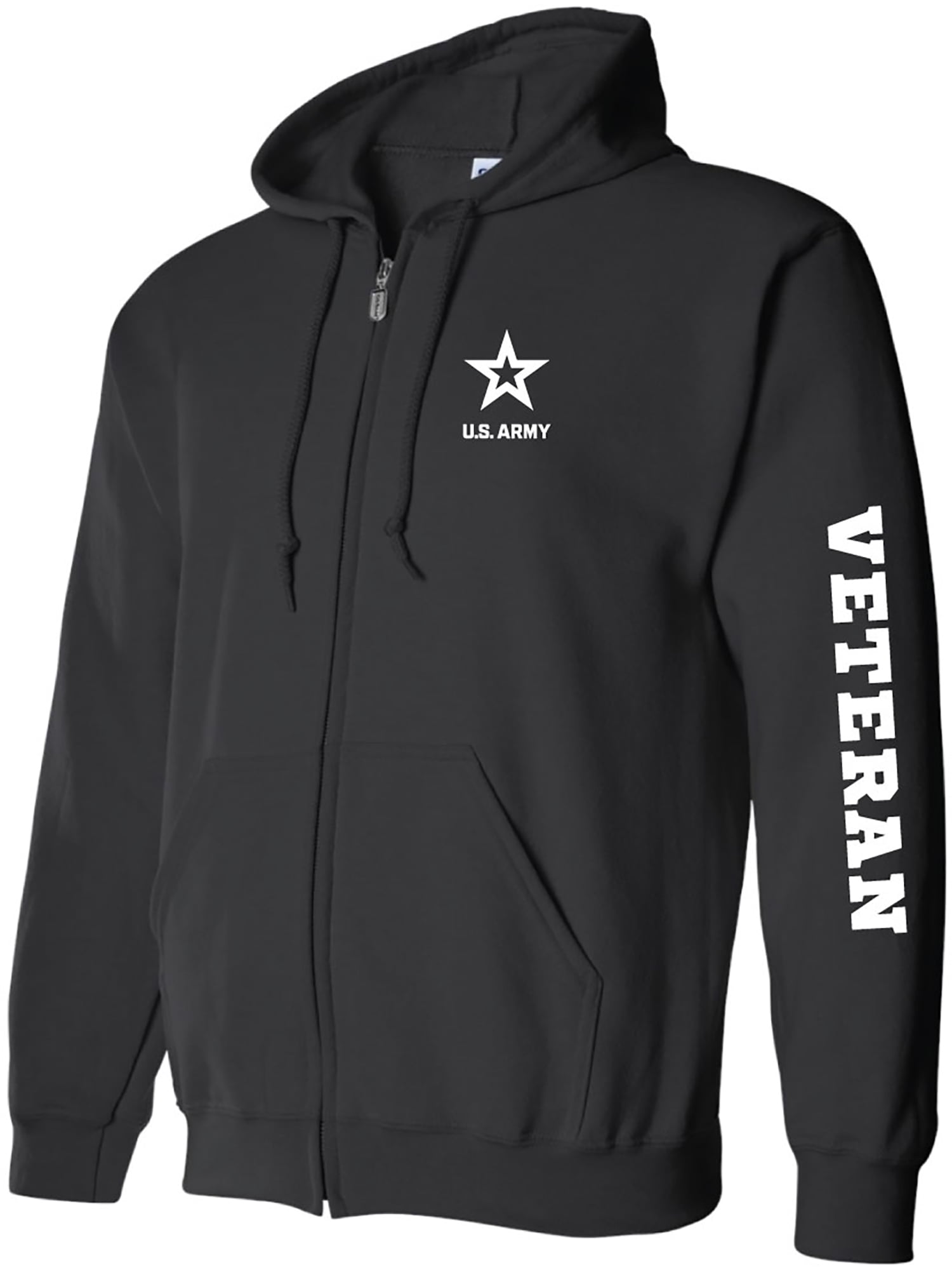 Army "Veteran" White Sleeve Print Full-Zip Hooded Sweatshirt