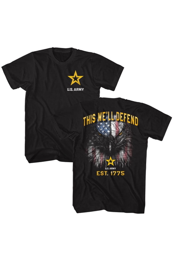 Army Well Defend Front And Back Black Adult T Shirt