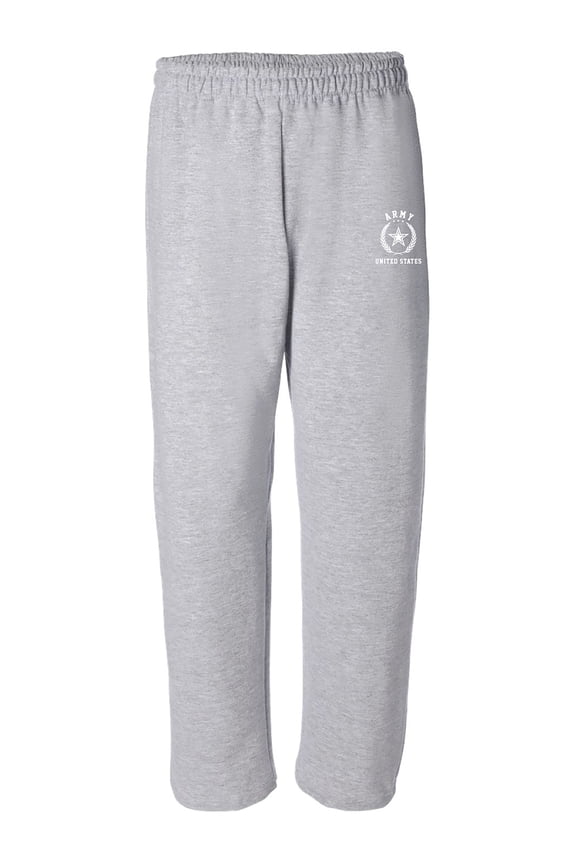 Army White Crest Open Bottom Sweatpants with white print