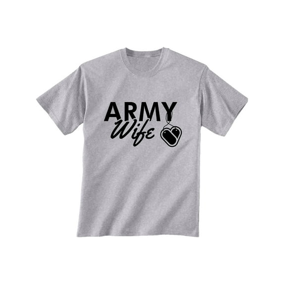 Army Wife Dogtags Short Sleeve T-Shirt in grey