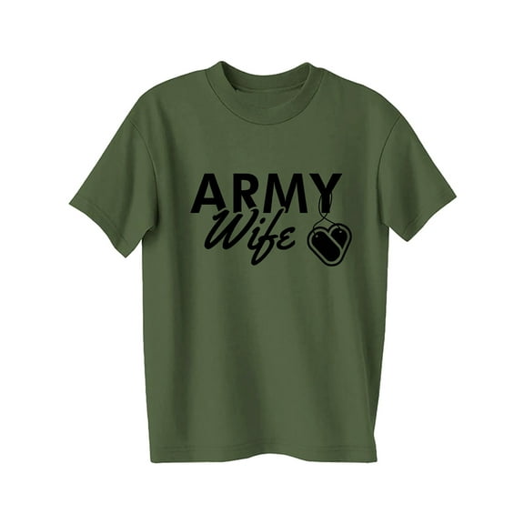 Army Wife Dogtags Short Sleeve T-Shirt in military green